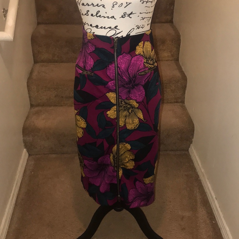 Worthington Floral Highwaisted A-line Skirt Sz 10
